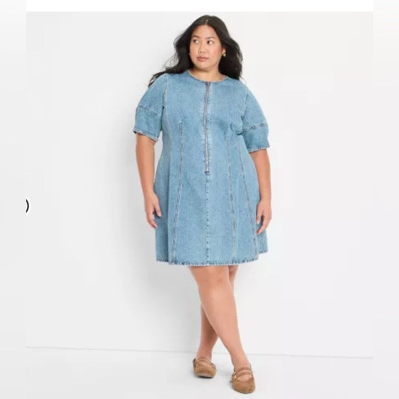 Future Collective Dresses & Skirts - NWT: Future Collective Corset Denim Mini A-line Dress